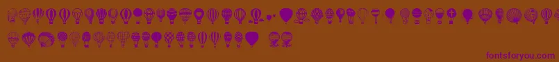 Шрифт Hot Air Balloons – фиолетовые шрифты на коричневом фоне