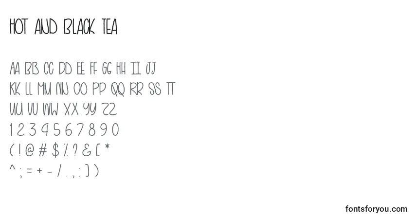 Шрифт Hot and Black Tea   – алфавит, цифры, специальные символы