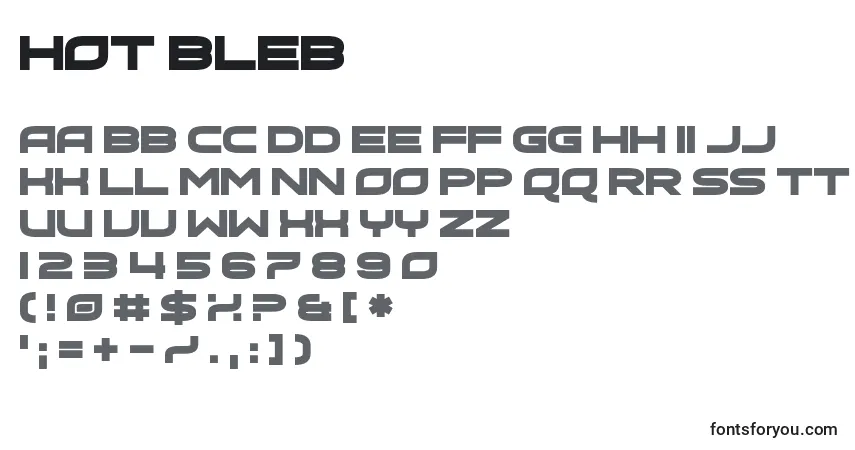 Czcionka Hot Bleb – alfabet, cyfry, specjalne znaki