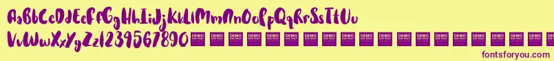 Hot Cakes   Demo Font – Purple Fonts on Yellow Background