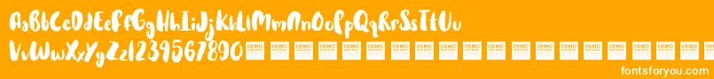 Hot Cakes   Demo-Schriftart – Weiße Schriften auf orangefarbenem Hintergrund