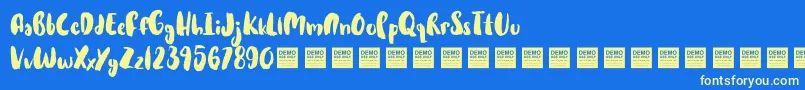 Hot Cakes   Demo Font – Yellow Fonts on Blue Background