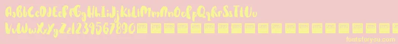 Hot Cakes   Demo-Schriftart – Gelbe Schriften auf rosa Hintergrund