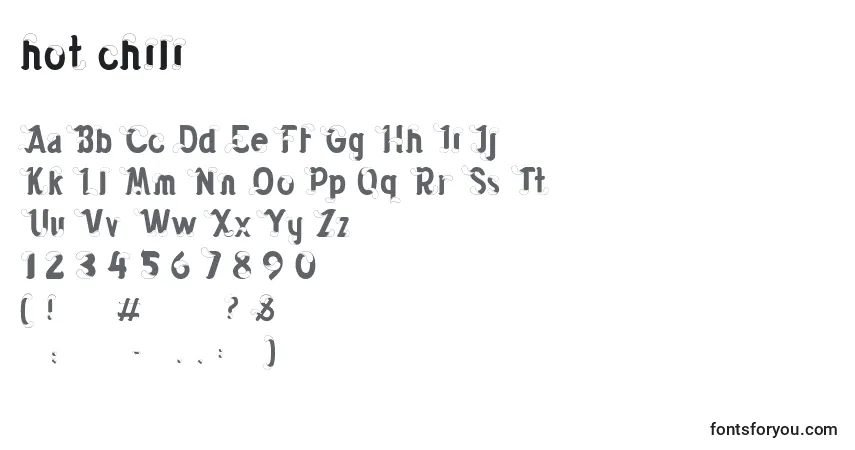 Czcionka Hot chili – alfabet, cyfry, specjalne znaki