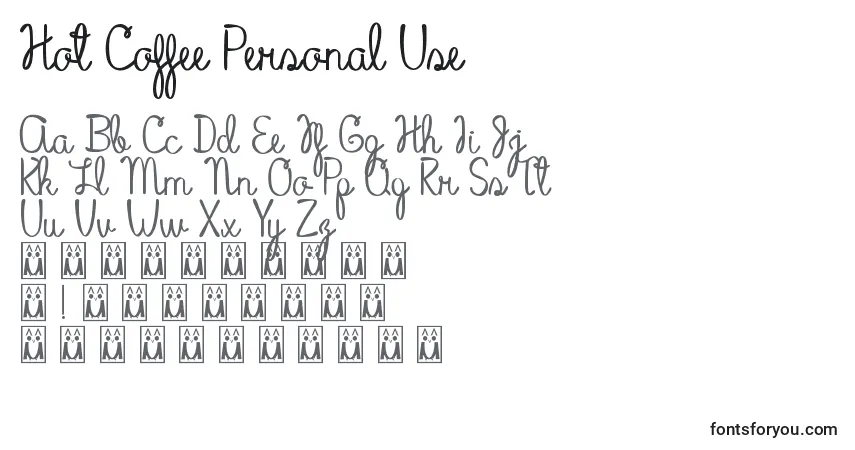 A fonte Hot Coffee Personal Use – alfabeto, números, caracteres especiais