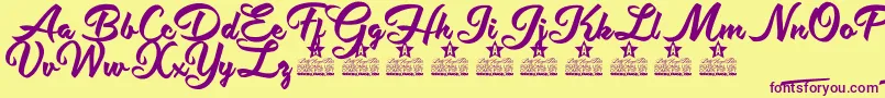 Hot Jacket Personal Use Font – Purple Fonts on Yellow Background