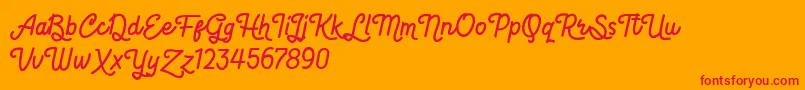 Hot Restaurant-Schriftart – Rote Schriften auf orangefarbenem Hintergrund