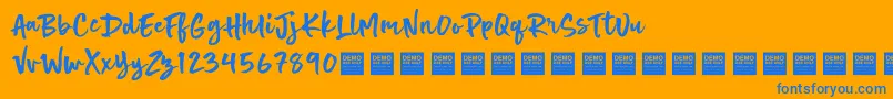Hot Spot   Demo-Schriftart – Blaue Schriften auf orangefarbenem Hintergrund