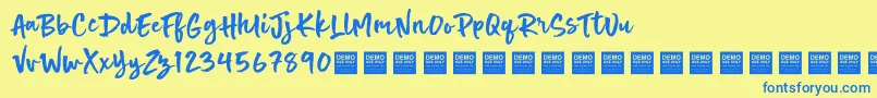 Hot Spot   Demo Font – Blue Fonts on Yellow Background