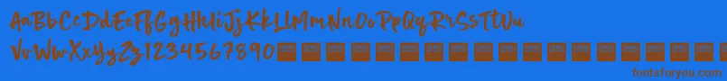 Fonte Hot Spot   Demo – fontes marrons em um fundo azul