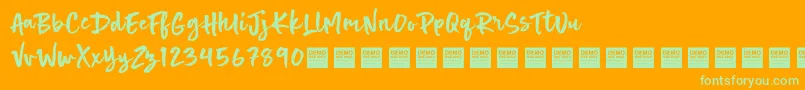Hot Spot   Demo-Schriftart – Grüne Schriften auf orangefarbenem Hintergrund
