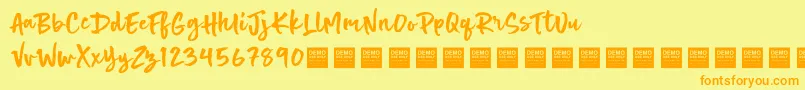 Hot Spot   Demo Font – Orange Fonts on Yellow Background