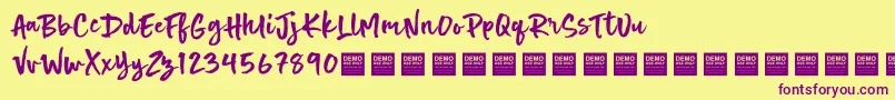 Hot Spot   Demo Font – Purple Fonts on Yellow Background