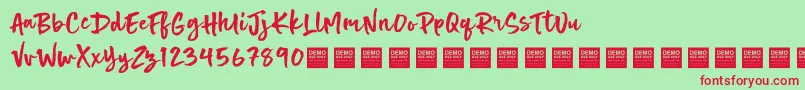 Hot Spot   Demo Font – Red Fonts on Green Background
