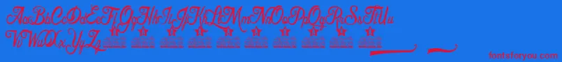 Hotel Costes Personal Use Font – Red Fonts on Blue Background