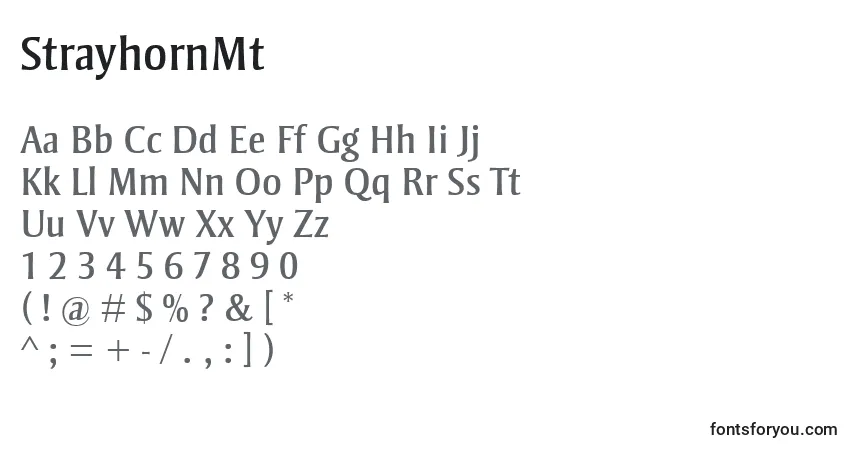 A fonte StrayhornMt – alfabeto, números, caracteres especiais