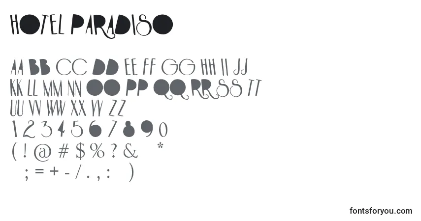 Шрифт HOTEL PARADISO – алфавит, цифры, специальные символы