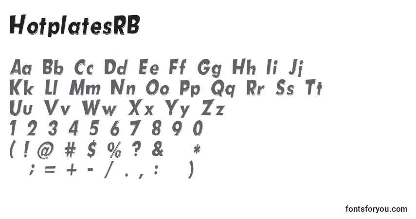 Шрифт HotplatesRB (129915) – алфавит, цифры, специальные символы
