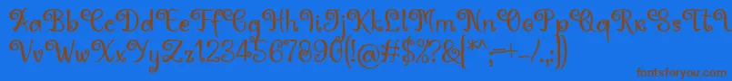 Saiba mais sobre a fonte Hoty Font by 7NTypes Fonte Hoty Font by 7NTypes – fontes marrons em um fundo azul