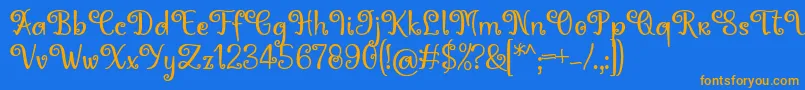 Hoty Font by 7NTypes-fontti – oranssit fontit sinisellä taustalla