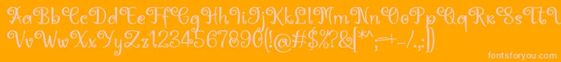 Hoty Font by 7NTypes-fontti – vaaleanpunaiset fontit oranssilla taustalla