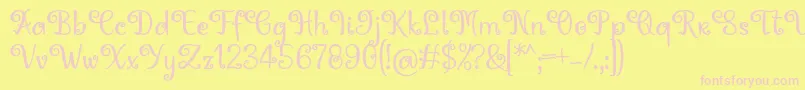 Hoty Font by 7NTypes Font – Pink Fonts on Yellow Background