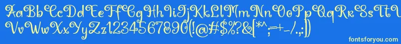 Hoty Font by 7NTypes Font – Yellow Fonts on Blue Background