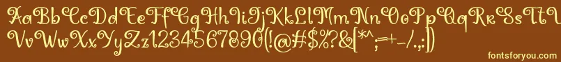 Hoty Font by 7NTypes-fontti – keltaiset fontit ruskealla taustalla