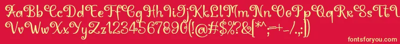 Czcionka Hoty Font by 7NTypes – żółte czcionki na czerwonym tle