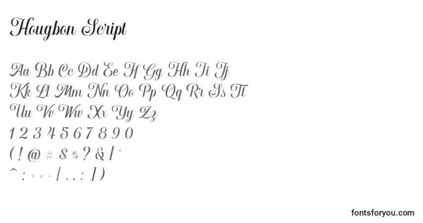 Schriftart Hougbon Script – Alphabet, Zahlen, spezielle Symbole
