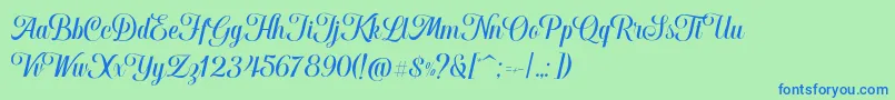 Hougbon Script-Schriftart – Blaue Schriften auf grünem Hintergrund