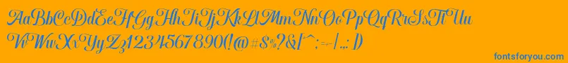 Hougbon Script-Schriftart – Blaue Schriften auf orangefarbenem Hintergrund