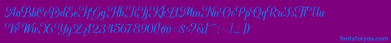 Hougbon Script-Schriftart – Blaue Schriften auf violettem Hintergrund