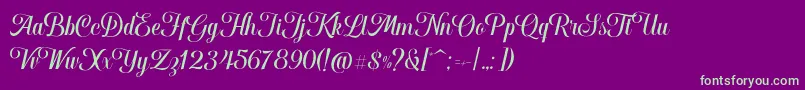 Hougbon Script-Schriftart – Grüne Schriften auf violettem Hintergrund