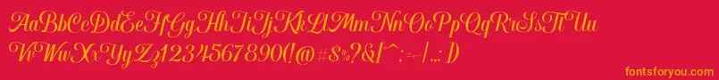 Fonte Hougbon Script – fontes laranjas em um fundo vermelho