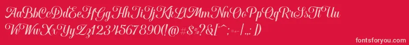 Hougbon Script-Schriftart – Rosa Schriften auf rotem Hintergrund