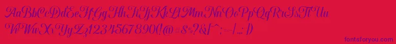 Hougbon Script-Schriftart – Violette Schriften auf rotem Hintergrund