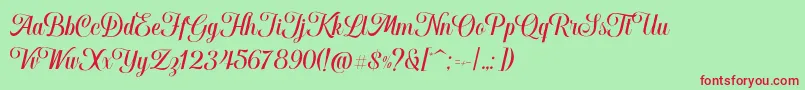 Hougbon Script Font – Red Fonts on Green Background