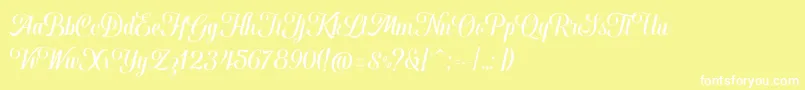 フォントHougbon Script – 黄色い背景に白い文字