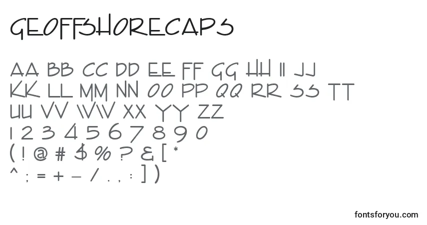 A fonte GeOffshoreCaps – alfabeto, números, caracteres especiais