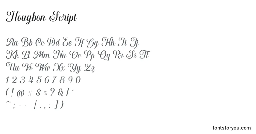 Schriftart Hougbon Script (129920) – Alphabet, Zahlen, spezielle Symbole