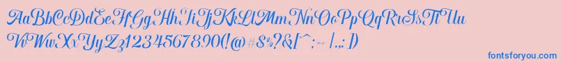 Hougbon Script Font – Blue Fonts on Pink Background