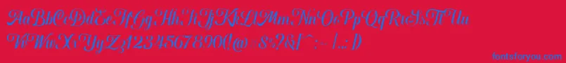 Hougbon Script Font – Blue Fonts on Red Background