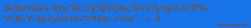 Hougbon Script Font – Brown Fonts on Blue Background