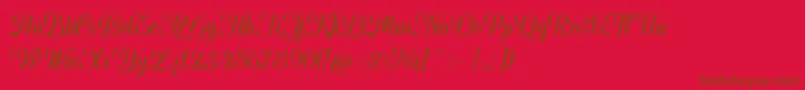 Hougbon Script-Schriftart – Braune Schriften auf rotem Hintergrund