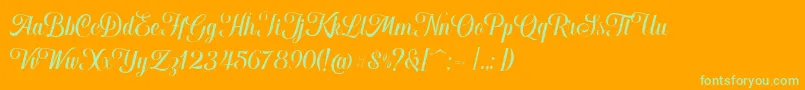 Hougbon Script Font – Green Fonts on Orange Background