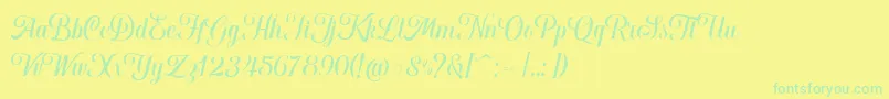 Hougbon Script Font – Green Fonts on Yellow Background