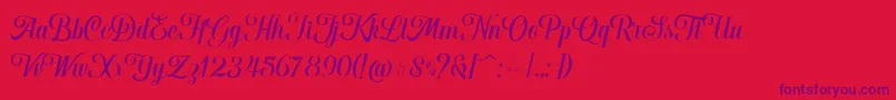 Czcionka Hougbon Script – fioletowe czcionki na czerwonym tle