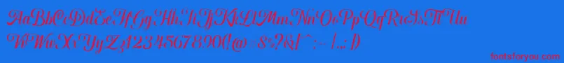 Hougbon Script Font – Red Fonts on Blue Background