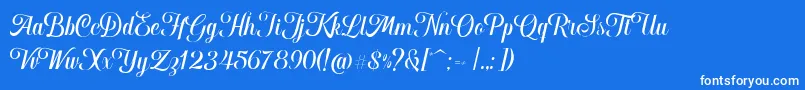 Hougbon Script-Schriftart – Weiße Schriften auf blauem Hintergrund